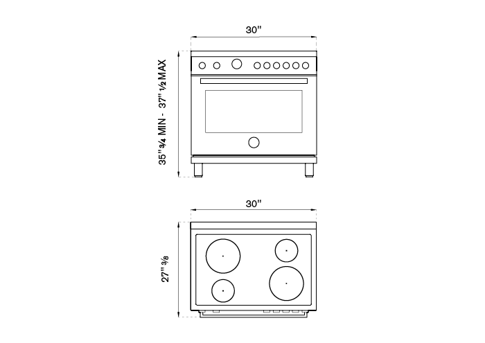 30 inch Electric Range, 4 Heating Zones, Electric Oven | Bertazzoni