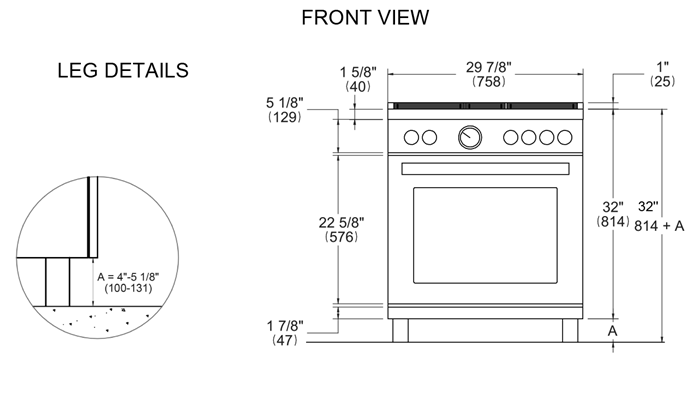 30 inch Dual Fuel, 5 Burners, Electric Oven - Gold Accents | Bertazzoni