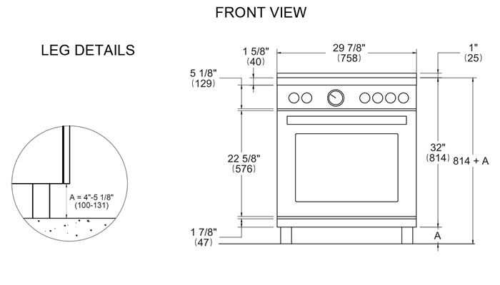 30 inch Induction Range, 4 Heating Zones, Electric Oven - Gold Accents | Bertazzoni