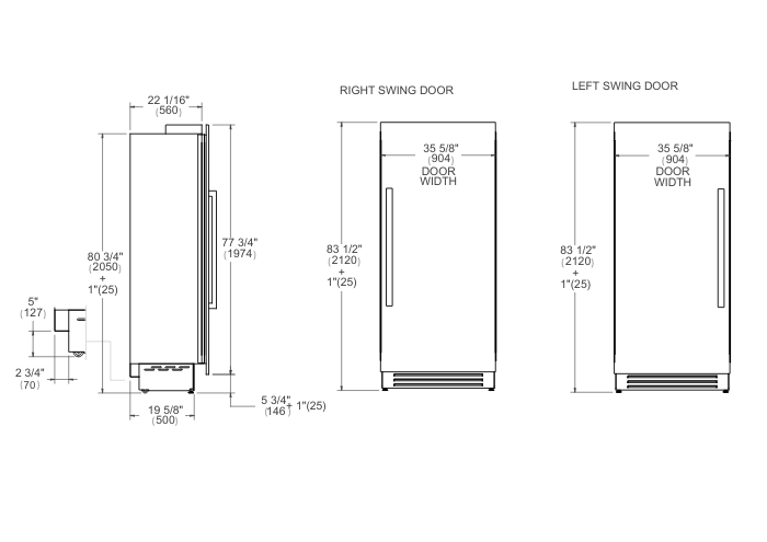 36 Built-in Refrigerator Column | Bertazzoni