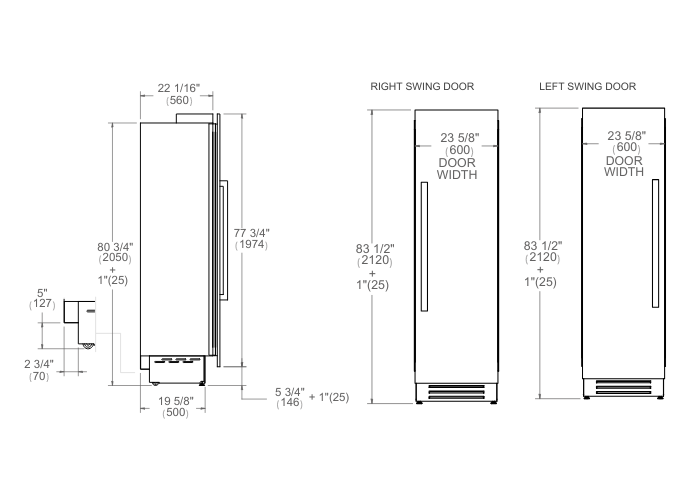 24 Built-in Refrigerator Column | Bertazzoni