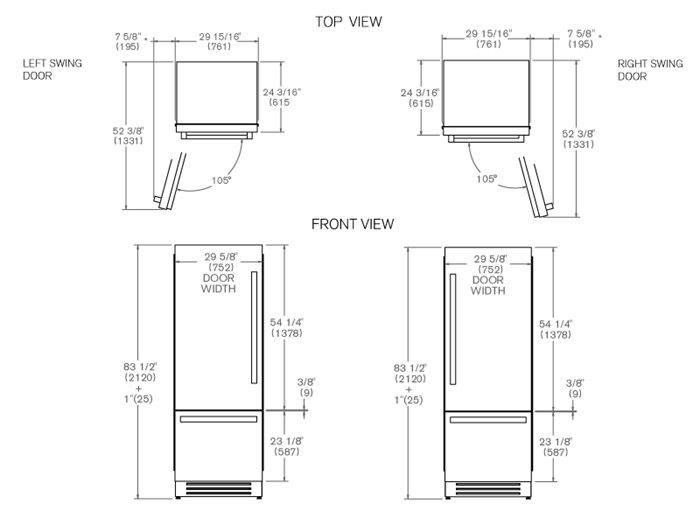 30 Built-in Bottom Mount Refrigerator with Ice Maker | Bertazzoni