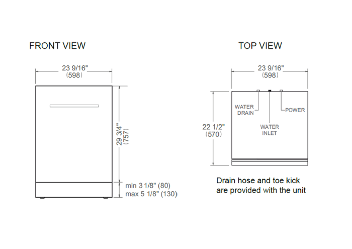 24 inch Dishwasher Tall Tub Full Touch User Interface, 16 place settings, 39 dB, 8 wash cycles | Bertazzoni