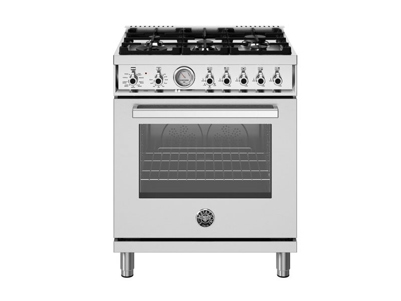 30 inch Dual Fuel Range, 5 Burners, Electric Oven | Bertazzoni - Stainless Steel