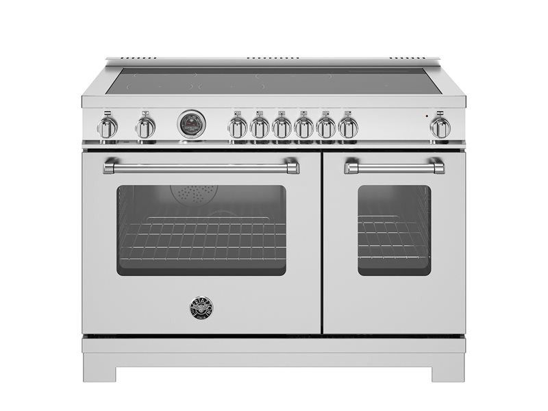 48 inch Induction Range, 6 Heating Zones and Cast Iron Griddle, Electric Self-Clean Oven | Bertazzoni - Stainless Steel