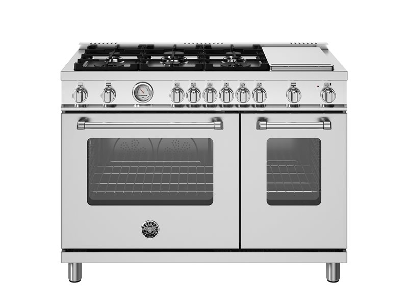 48 inch All Gas Range, 6 Burner and Griddle | Bertazzoni - Stainless Steel
